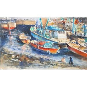 Momin Waseem, 10 x 17 Inch, Water Color on Paper, Seascape Painting, AC-MW-049